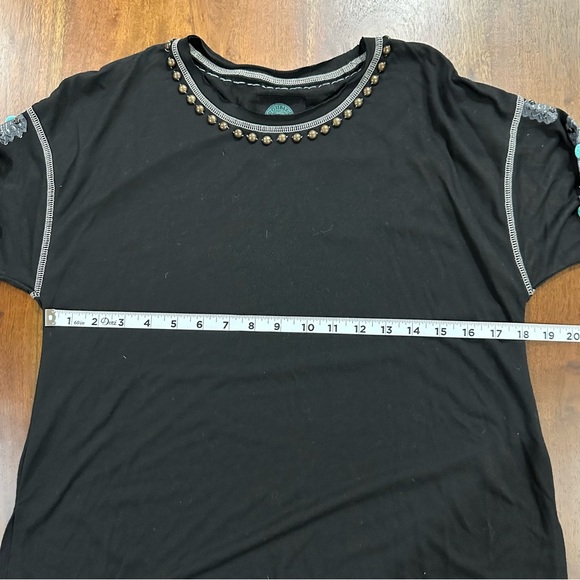 Double D Ranch Concho Sleeve Western Print Stud Embellished Long Sleeve Top XS - Picture 8 of 8